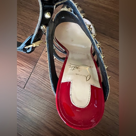 Christian Louboutin Patent Leopard Print Tchicaboum 100 Pumps 38.5 Version Brown - Picture 5 of 12